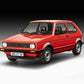 Foto de la maqueta del coche Volkswagen Golf 1 GTI en escala 1:24 edición 50 aniversario con pegamento pincel y pinturas de Revell referencia 05623