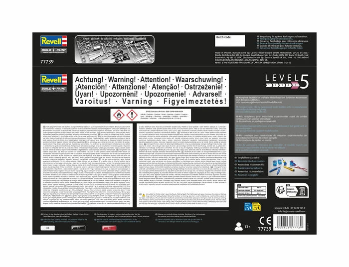 Contraportada de la caja de la maqueta del coche de Fórmula 1 Surtee TS16/03 en escala 1:32 de Revell referencia 77739