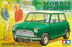 Portada de la caja de la maqueta del coche británico Morris Mini Cooper 1275S Mk.I en escala 1:24 de Tamiya referencia 24039
