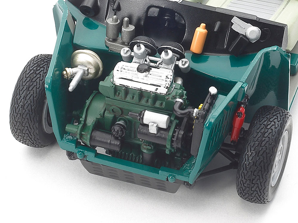 Foto del motor de la maqueta del coche británico Morris Mini Cooper 1275S Mk.I en escala 1:24 de Tamiya referencia 24039