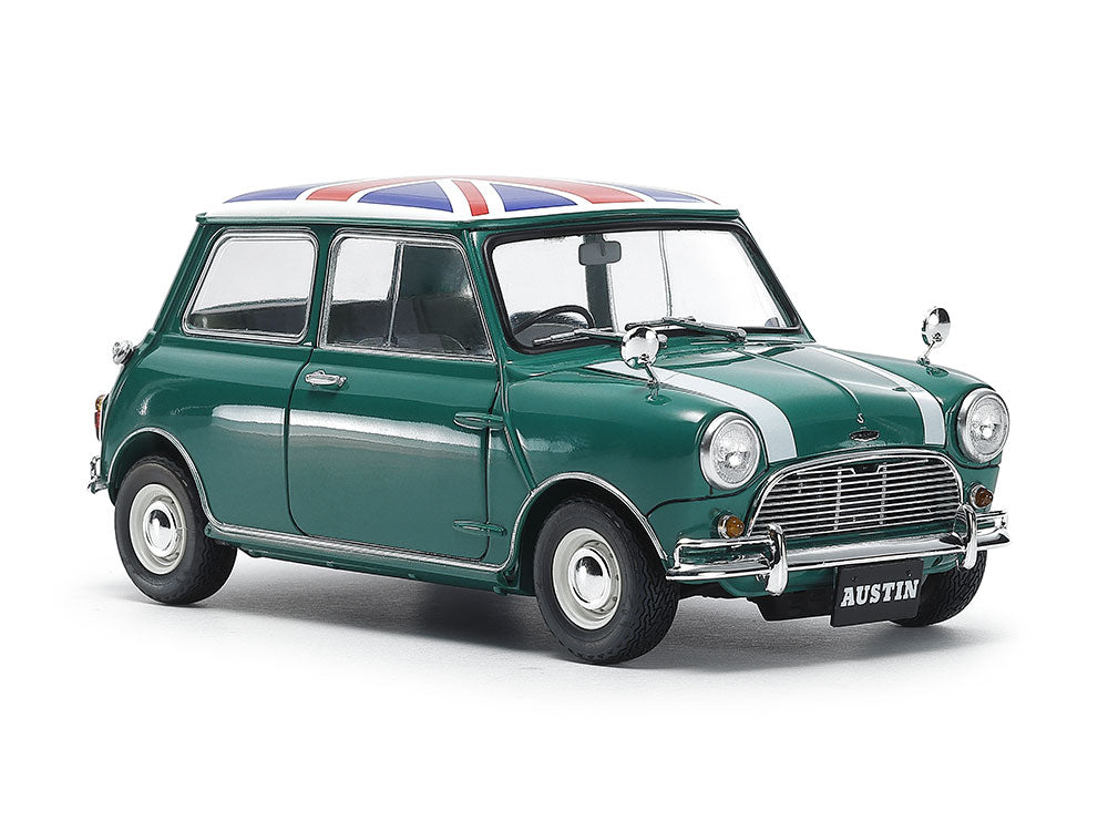 Foto delantera de la maqueta del coche Austin Mini Cooper 1275S en escala :24 de Tamiya referencia 24235