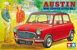 Portada de la caja de la maqueta del coche Austin Mini Cooper 1275S en escala :24 de Tamiya referencia 24235