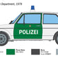 Decoración de la maqueta del coche Volkswagen Gold de la Polizei alemana en escala 1:24 de Italeri referencia 03666