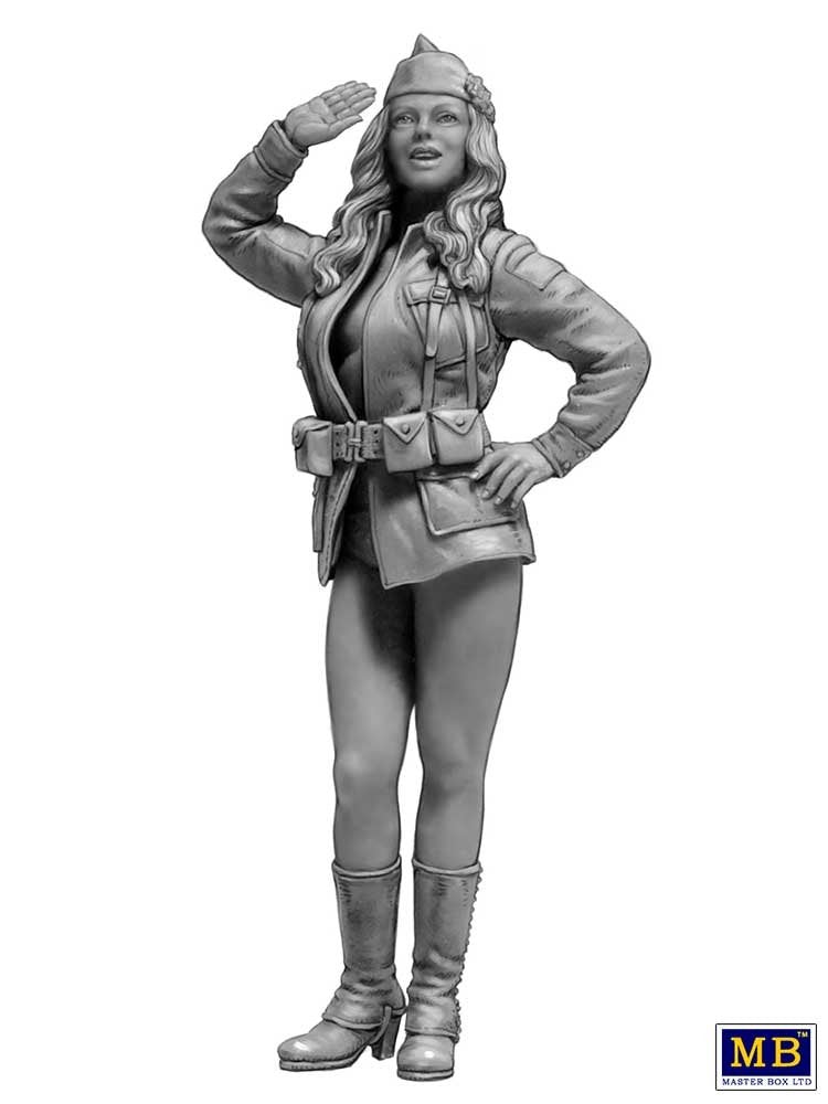Foto frontal de la figura de la Pin-Up que se utilizó para alistarse en la 101ª Paracaidista en escala 1:24 de Master Box referencia 24087