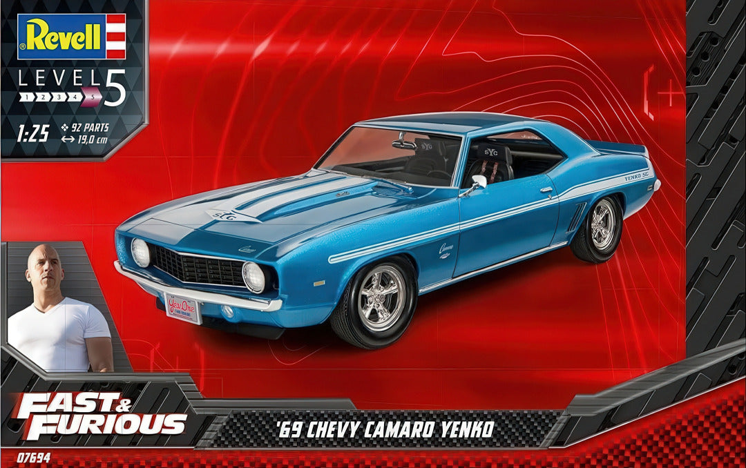 Portada del set de la maqueta del coche Chevy Camaro del 69 de la película Fast&Furious en escala 1:25 de Revell referencia 07694 