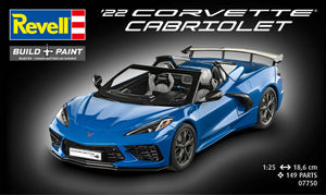 Portada de la caja de la maqueta del deportivo cabrio Corvette C8 en escala 1:25 de Revell referencia 07750