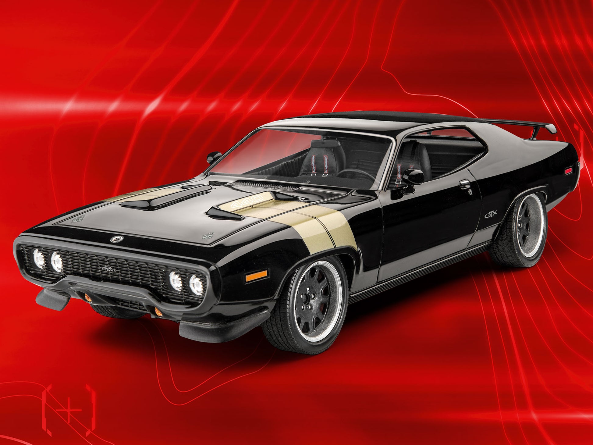 Foto de la maqueta del coche deportivo Plymouth GTX de 1971 de Dominic en la gama de películas Fast & Furious en escala 1:25 de Revell referencia 67732