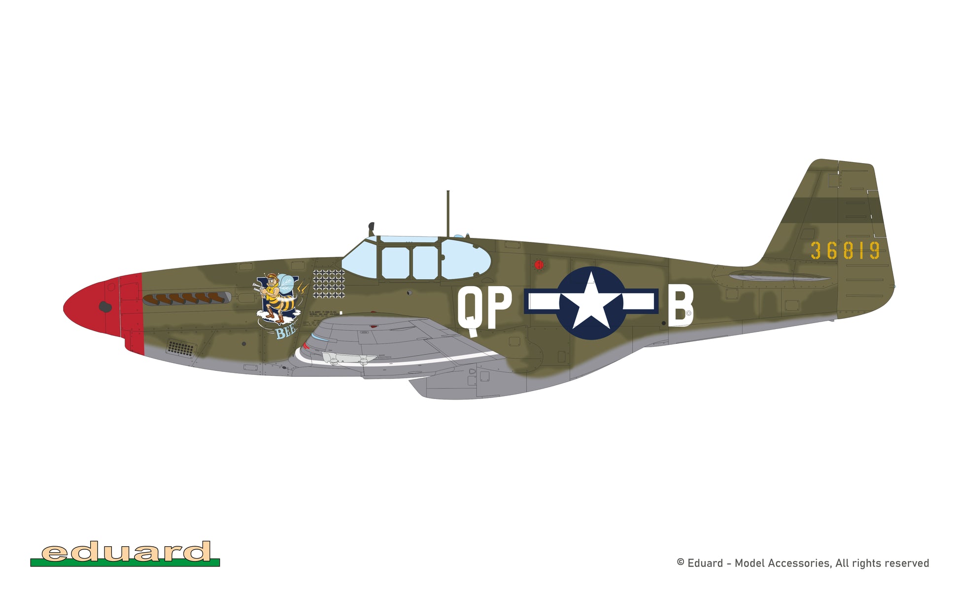 Decoración 1 de la maqueta del caza P-51B Mustang en escala 1:32 edición Royal de Eduard referencia 932011