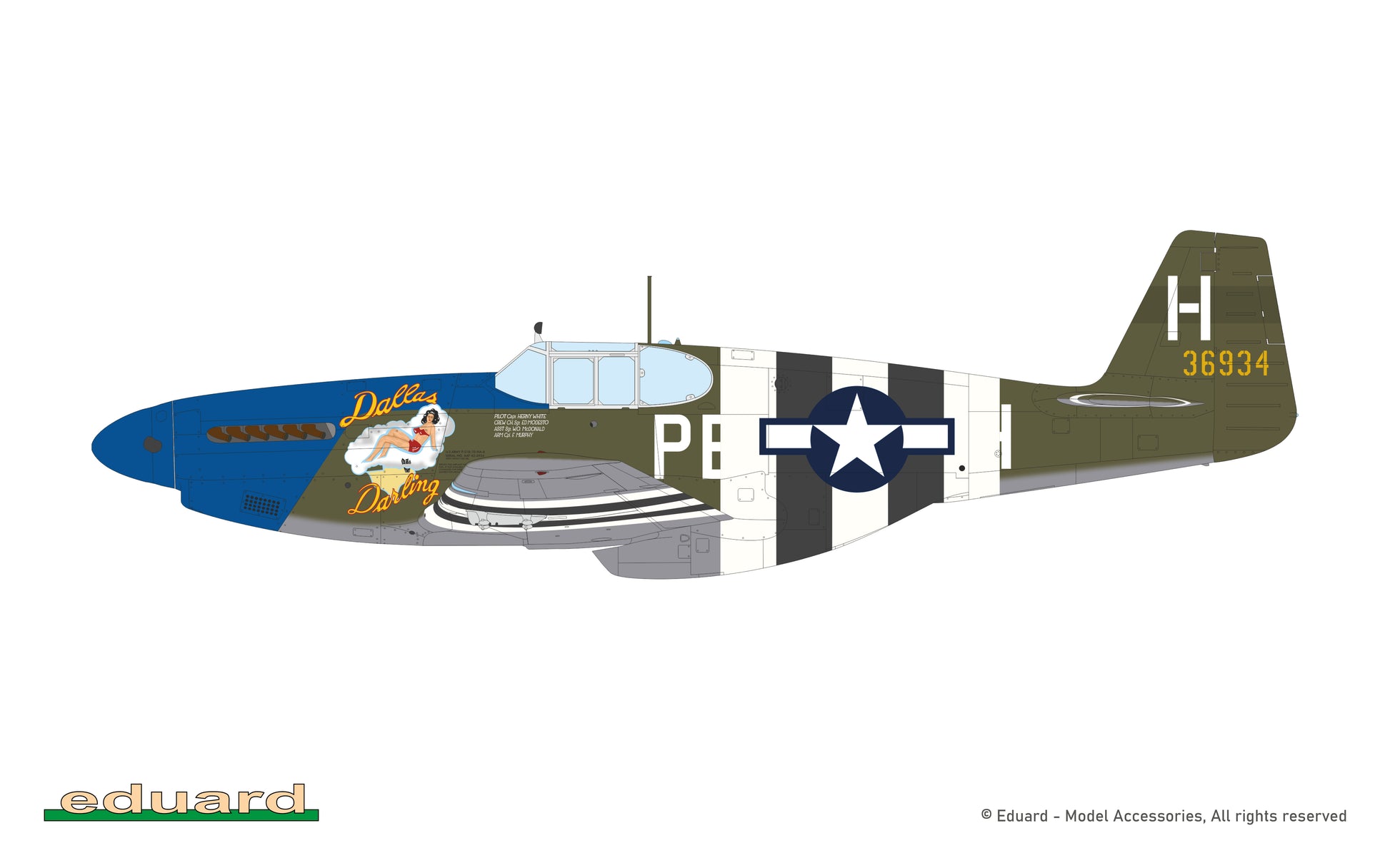 Decoración 3 de la maqueta del caza P-51B Mustang en escala 1:32 edición Royal de Eduard referencia 932011