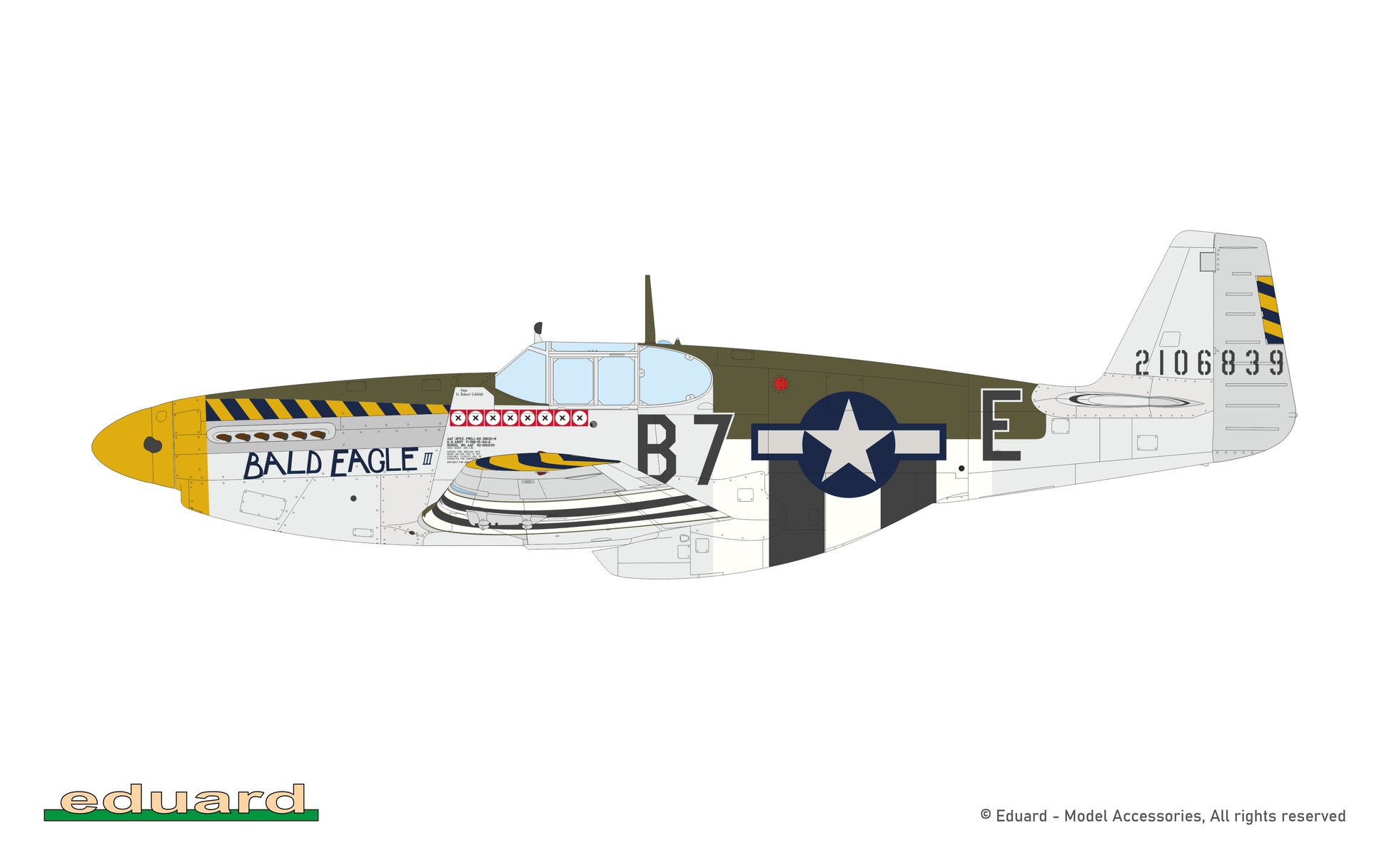 Decoración 4 de la maqueta del caza P-51B Mustang en escala 1:32 edición Royal de Eduard referencia 932011