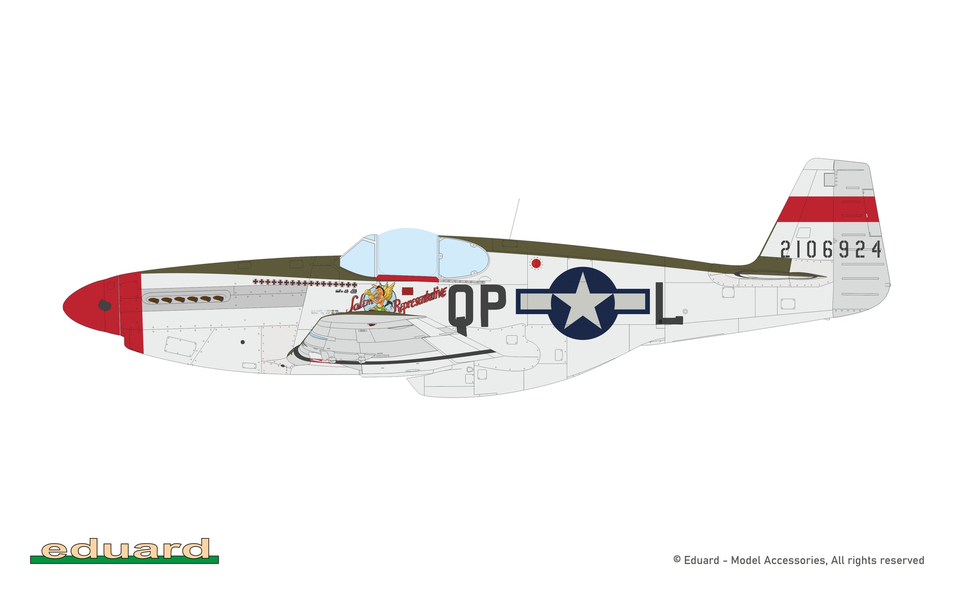 Decoración 5 de la maqueta del caza P-51B Mustang en escala 1:32 edición Royal de Eduard referencia 932011