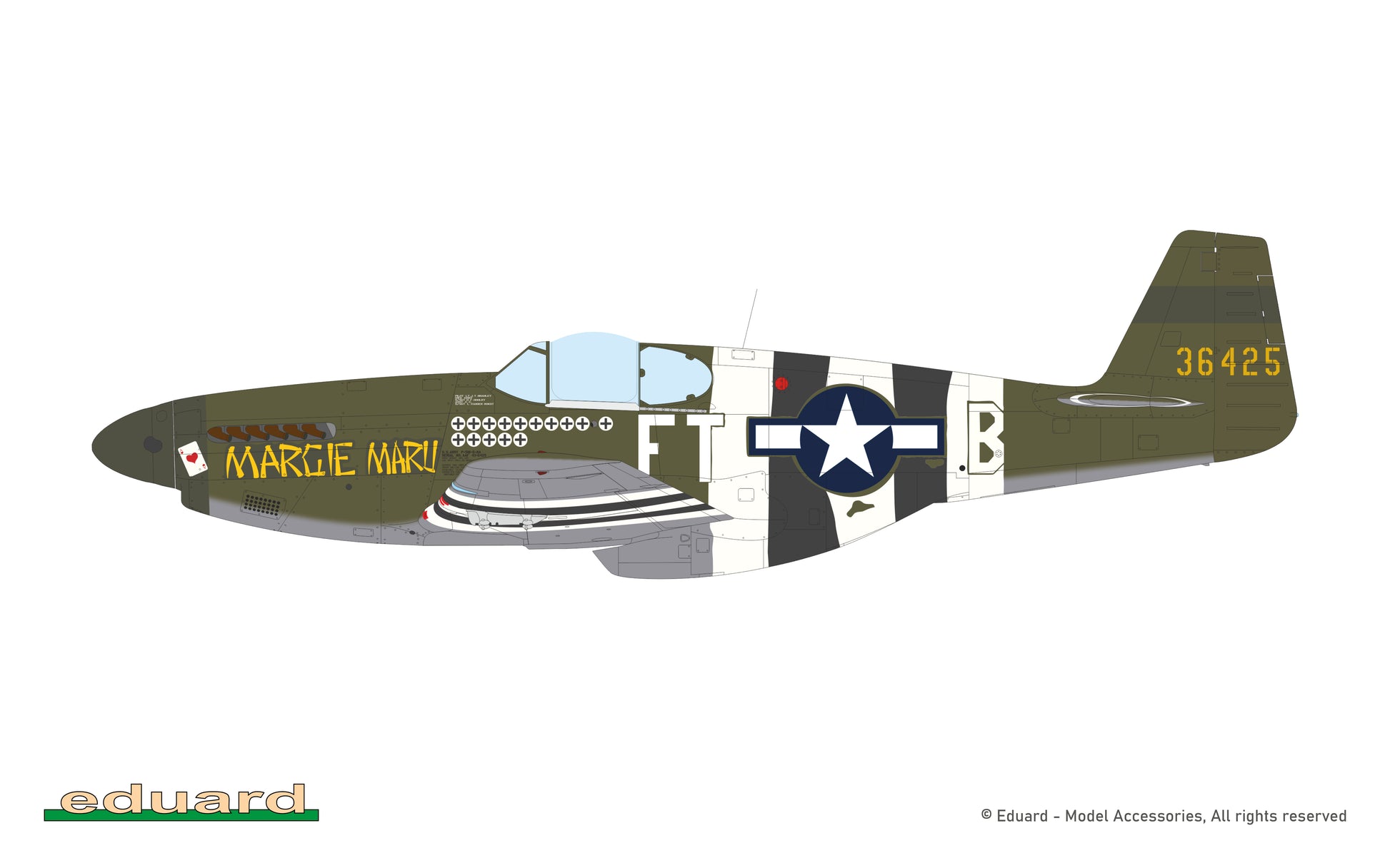 Decoración 6 de la maqueta del caza P-51B Mustang en escala 1:32 edición Royal de Eduard referencia 932011