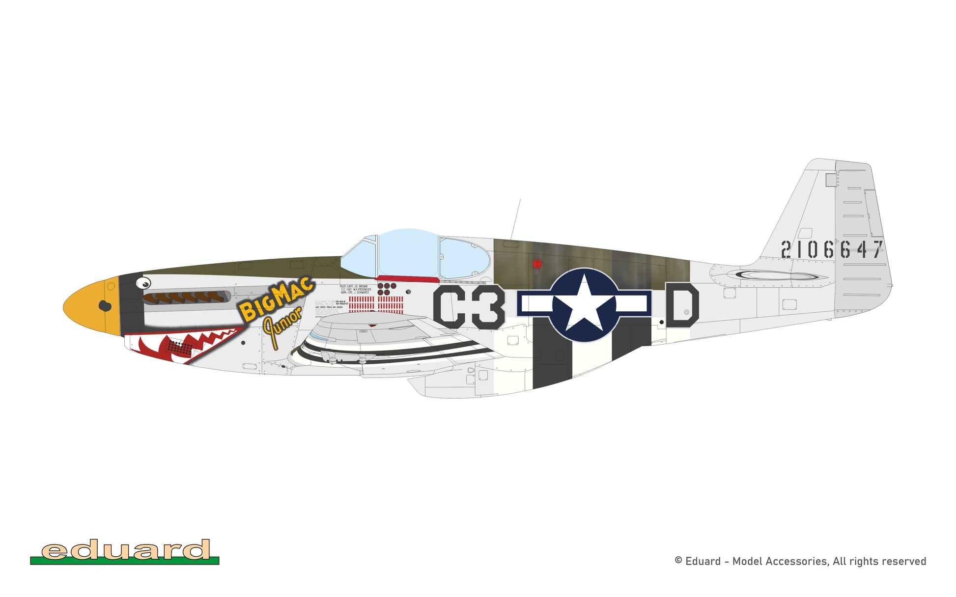 Decoración 8 de la maqueta del caza P-51B Mustang en escala 1:32 edición Royal de Eduard referencia 932011