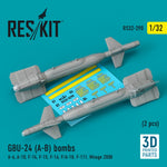 Set de 2 bombas GBU-24 Paveway en escala 1:32 de Reskit referencia RS32-0290
