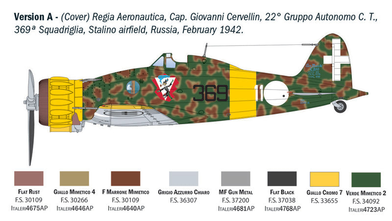 Decoración 6 de la maqueta del caza italiano Macchi MC.200 Saetta en escala 1:32 de Italeri referencia 2516
