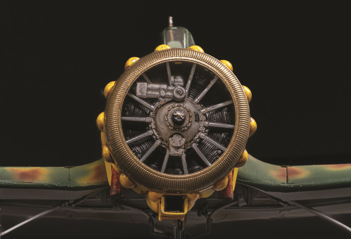 Foto del motor de la maqueta del caza italiano Macchi MC.200 Saetta en escala 1:32 de Italeri referencia 2516