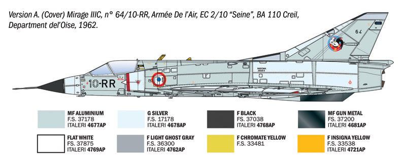 Decoración 1 de la maqueta del caza francés Mirage III en versión C y en escala 1:32 de Italeri referencia 92505