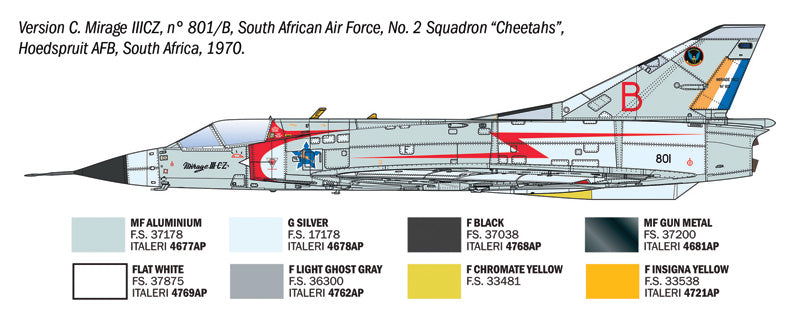 Decoración 3 de la maqueta del caza francés Mirage III en versión C y en escala 1:32 de Italeri referencia 92505