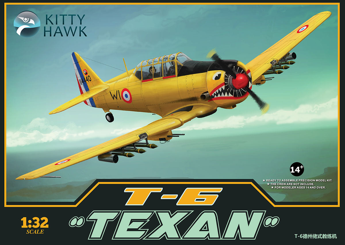 Portada de la caja de la maqueta del avión T-6 Texan en escala 1:32 de Kitty Hawk referencia 32002