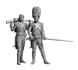Foto frontal de las figuras de soldados del Regimiento de la Vieja Guardia francés en escala 1:32 de Master Box referencia 32024