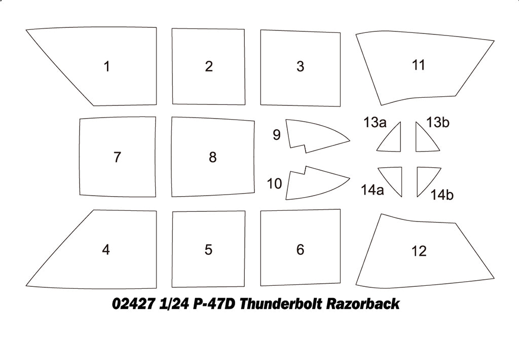 Máscaras de la maqueta del caza norteamericano P-47 D Razorback en escala 1:24 de Trumpeter referencia 02427