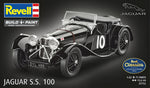 Portada de la caja de la maqueta del coche de carreras Jaguar SS.100 en escala 1:32 de Revell referencia 07752