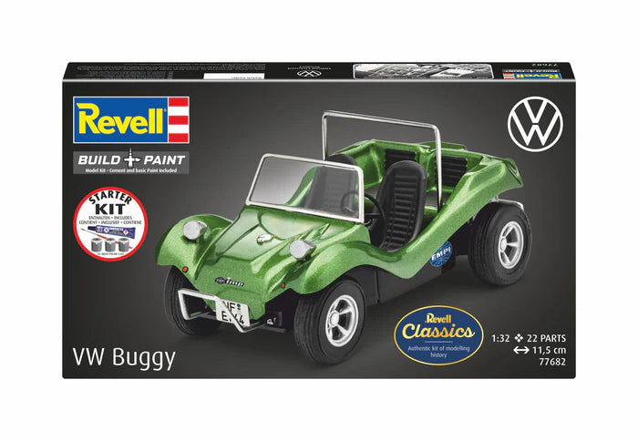 Portada de la caja de la maqueta del buggy de Volkswagen en escala 1:32 de Revell referencia 77682