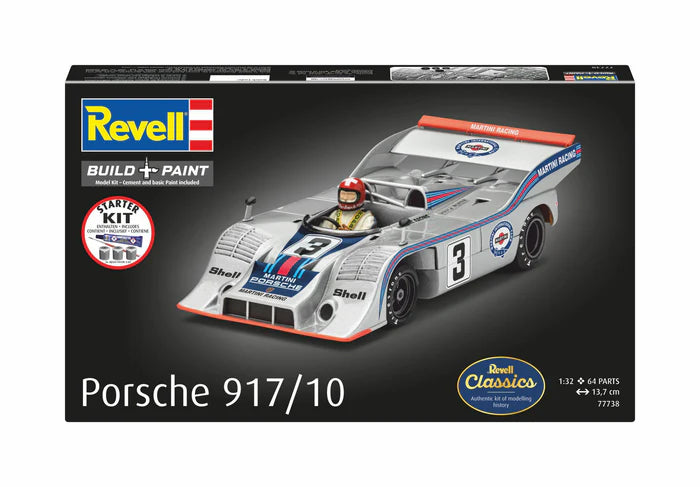 Portada de la caja de la maqueta del Porsche 917/10 en escala 1:32 de Revell referencia 77738