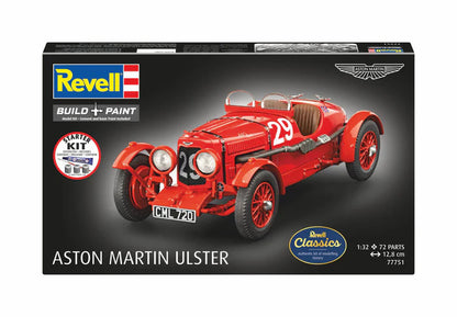 Portada de la caja de la maqueta del clásico Aston Martin Ultser en escala 1:32 de Revell referencia 77751