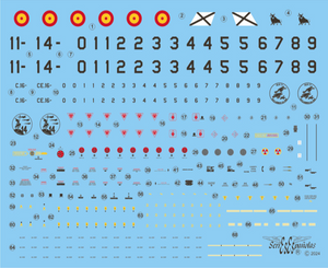 Detalle del set de calcas con insignias españolas para las maquetas del avión Eurofughter en escala 1:32 de Series Españolas referencia 2232