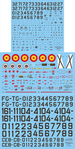Detalle del set de calcas con insignias españolas para las maquetas del caza F-104G en escala 1:32 de Series Españolas referencia 2332