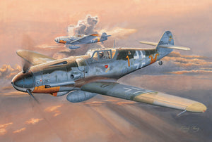 Portada de la caja de la maqueta del caza alemán Messerschitt BF-109 G-6 Early en escala 1:32 de Trumpeter referencia 02296