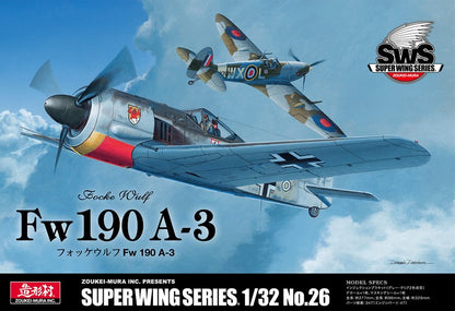 Portada de la caja de la maqueta del caza alemán Fw190 en versión A3 en escala 1:32 de Zoukei Mura referencia SWS26