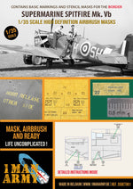 Hoja de máscaras en escala 1:35 para caza Spitfire Mk. Vb de Border Model realizadas por 1 Man Army referencia 35DET001