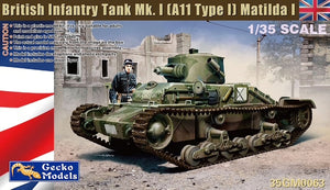 Portada de la maqueta del tanque de infantería británico Mk.I Matilda I en escala 1:35 de Gecko Models referencia 35GM0063