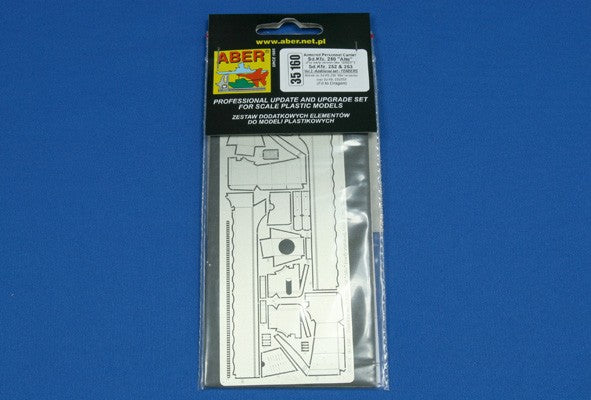 Set de guardabarros para vehículos alemanes Sd.fz.250, 252 y 253 en escala 1:35 de Aber referencia 35160
