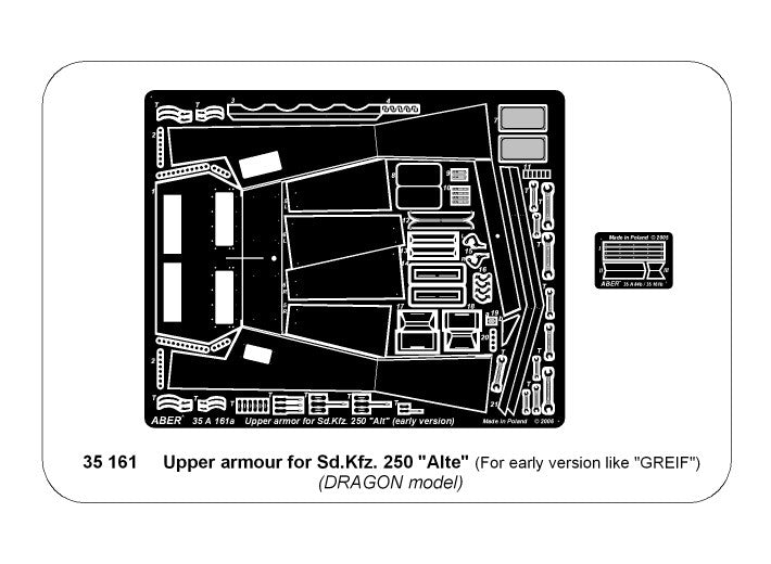 Instrucciones del set de mejora para maqueta del vehículo blindado de transporte de personal alemán Sd.Kfz.250/3 Greis en escala 1:35 referencia 35 161