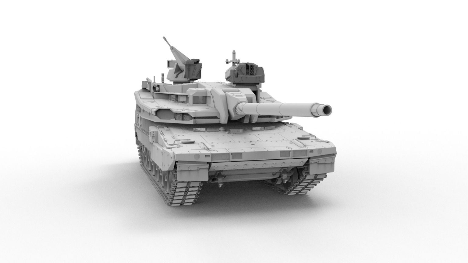 Foto frontal de la maqueta del carro del futuro carro de combate EMTB en escala 1:35 de Amusing referencia 35A066