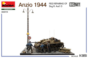 Foto lateral del Big Set de Anzio 1944 Reparando a un Stug III G en escala 1:35 de Miniart referencia 36072