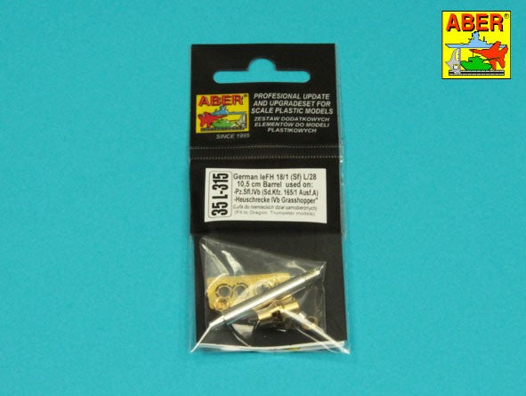 Set de cañón de metal L24 de 105mm para carros alemanes en escala 1:35 de Aber refrencia 35L315