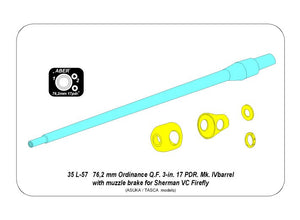 Instrucciones del cañón de metal para tanque británico Sherman Vc Firefly en escala 1:35 de Aber referencia 35L057