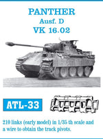 Set de cadenas de metal para maquetas del tanque alemán Panther Ausf D en escala 1:35 de Friulmodel referencia ATL-33