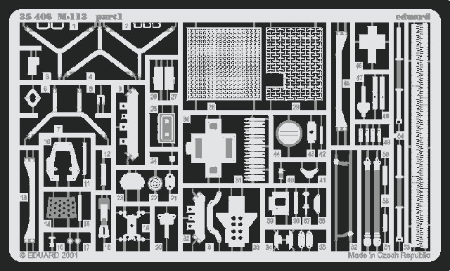 Plancha 1 del set de fotograbados de Eduard para el M-113 de Tamiya en escala 1:35 referencia 35406