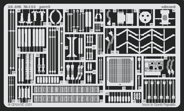 Plancha 2 del set de fotograbados de Eduard para el M-113 de Tamiya en escala 1:35 referencia 35406