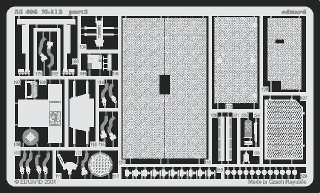 Plancha 3 del set de fotograbados de Eduard para el M-113 de Tamiya en escala 1:35 referencia 35406