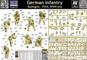 Contraportada de la caja de figuras de soldados alemanes en la Batalla de Bastogne en escala 1:35 de Master Box referencia 35254