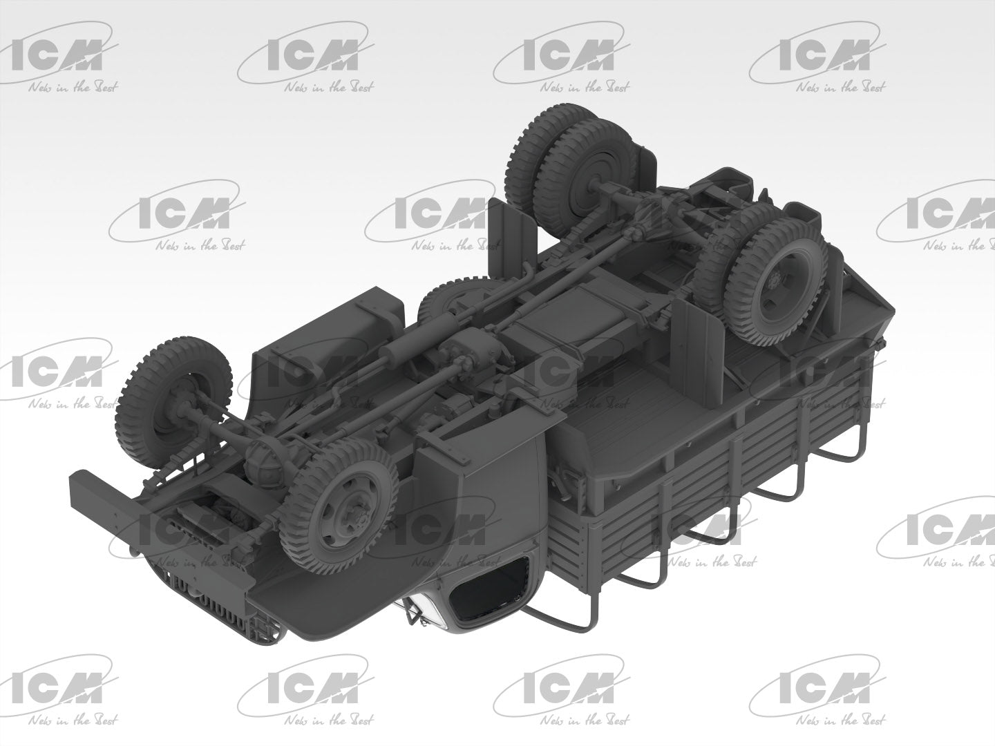 Foto inferior de la maqueta del camión militar Chevrolet GMC G7107 en escala 1:35 de ICM referencia 35593