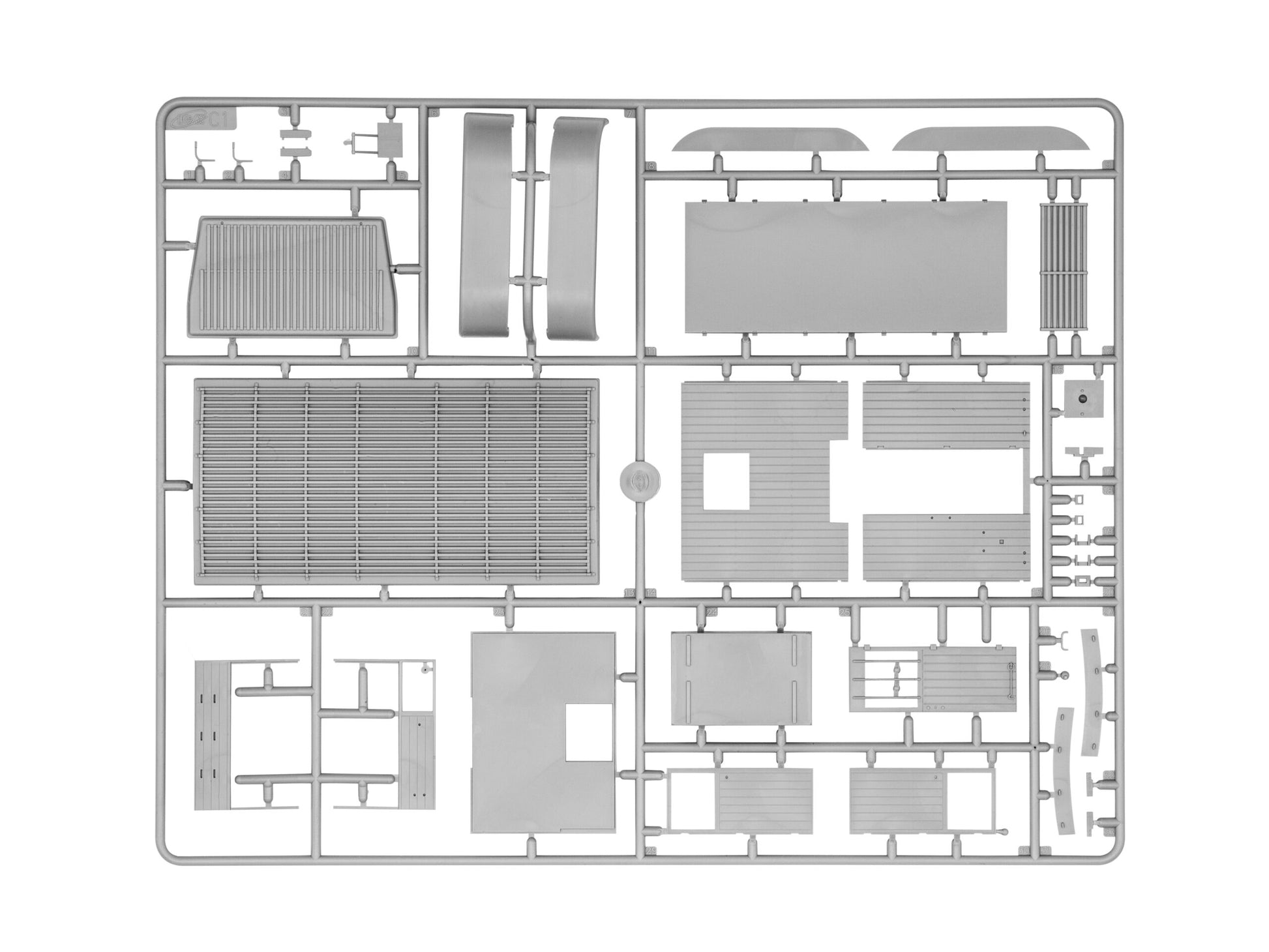 Plancha de piezas 2 de la maqueta del camión de radiocomunicaciones alemán Henschell 33 D1 en escala 1:35 de ICM referencia 35467
