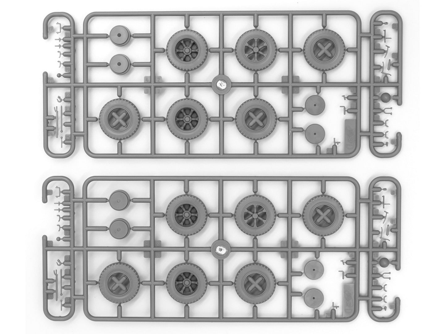 Plancha de piezas 5 de la maqueta del camión de radiocomunicaciones alemán Henschell 33 D1 en escala 1:35 de ICM referencia 35467