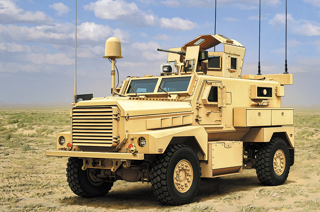 Foto de la portada de la maqueta del vehículo de transporte de tropas Cougar A1 MRAP en escala 1:35 de Hobby Boss referencia 80156